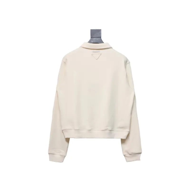  Prada 24Fw distressed logo print lapel sweatshirt Hoodie