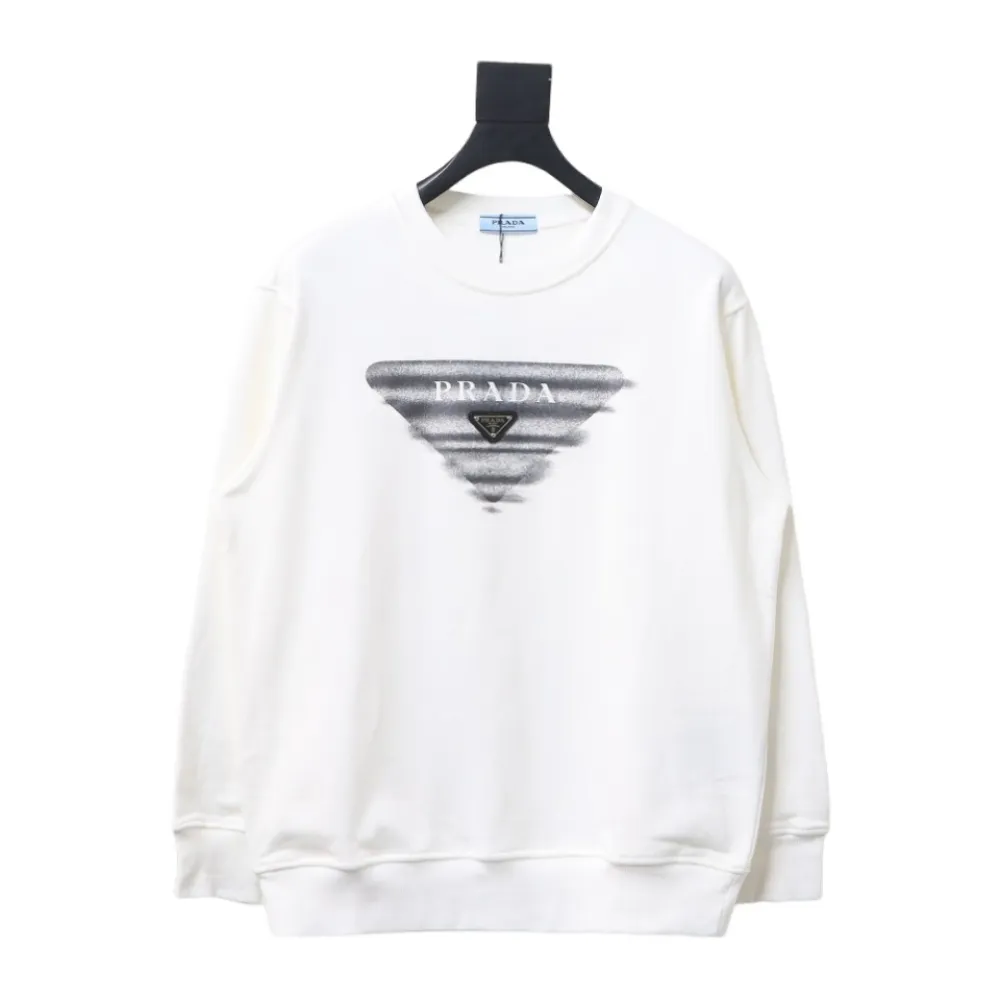 Pra*a 24ss round neck sweatshirt with phantom triangle logo print 1902 hoodie