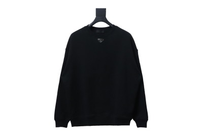 Prada 24ss round neck sweatshirt with triangle logo on the collar 1901 Hoodie 01