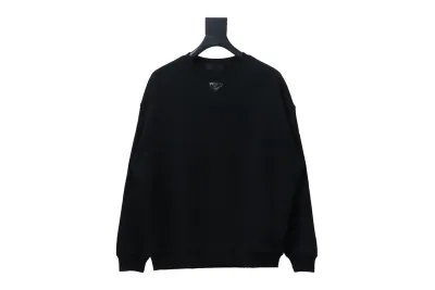 Prada 24ss round neck sweatshirt with triangle logo on the collar 1901 Hoodie 01