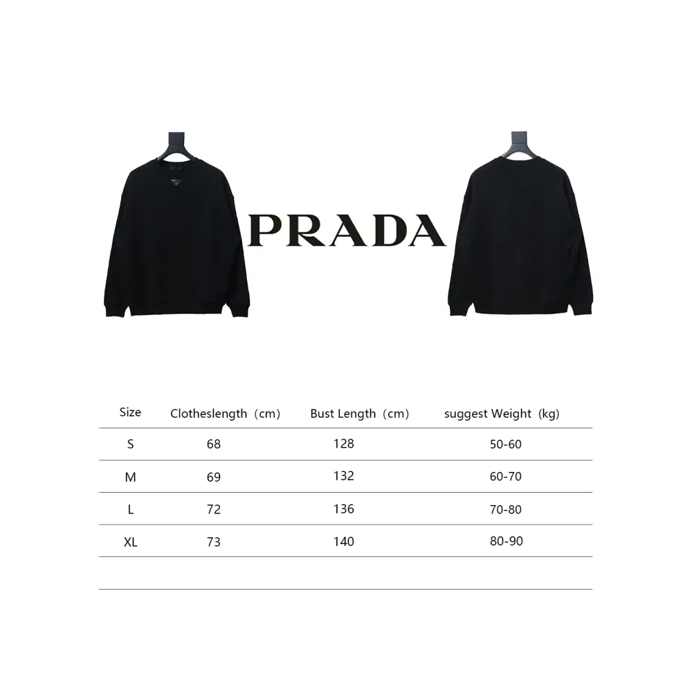 Prada 24ss round neck sweatshirt with triangle logo on the collar 1901 Hoodie
