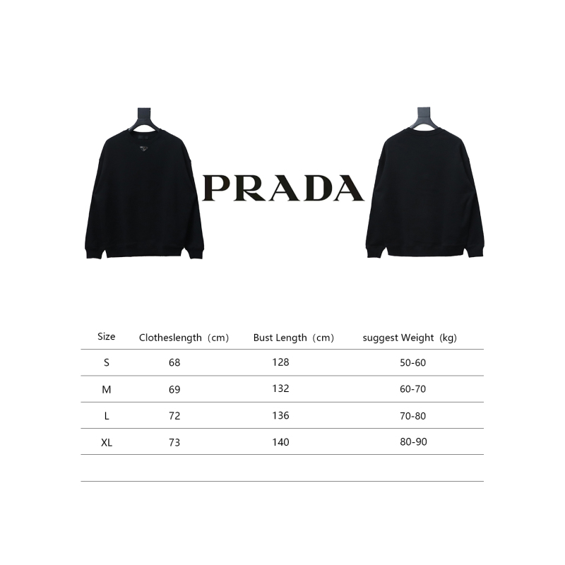  Prada 24ss round neck sweatshirt with triangle logo on the collar 1901 Hoodie