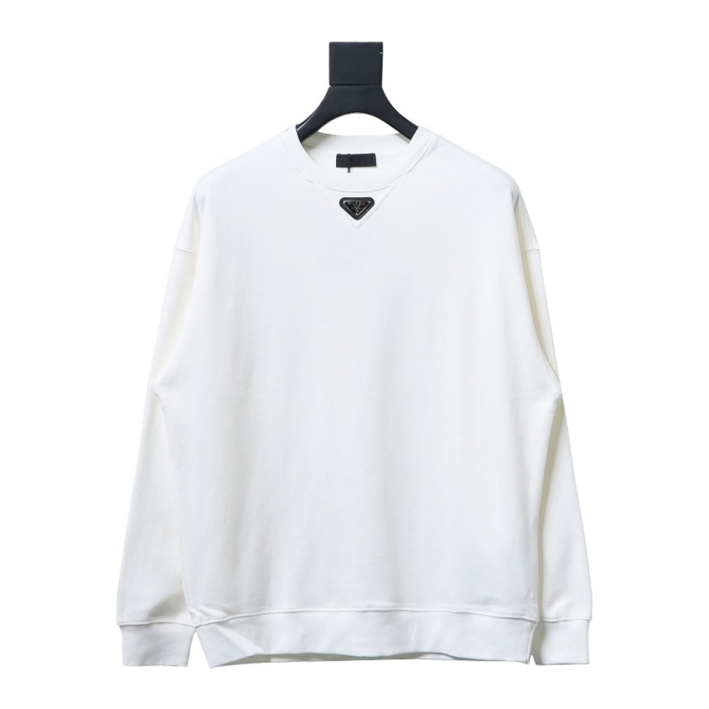  Prada 24ss round neck sweatshirt with triangle logo on the collar 1902 Hoodie
