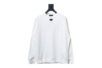 Prada 24ss round neck sweatshirt with triangle logo on the collar 1902 Hoodie 01