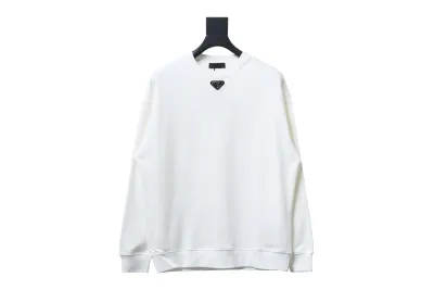 Prada 24ss round neck sweatshirt with triangle logo on the collar 1902 Hoodie 01