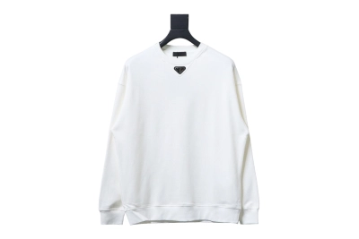 Prada 24ss round neck sweatshirt with triangle logo on the collar 1902 Hoodie 01
