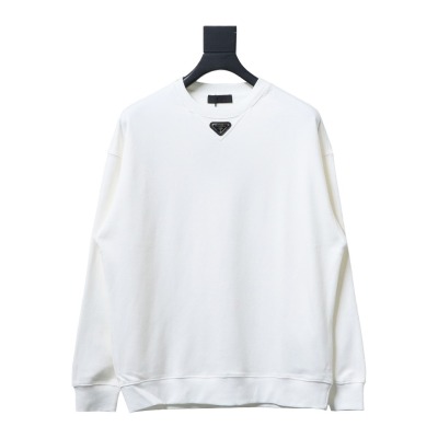  Prada 24ss round neck sweatshirt with triangle logo on the collar 1902 Hoodie 01
