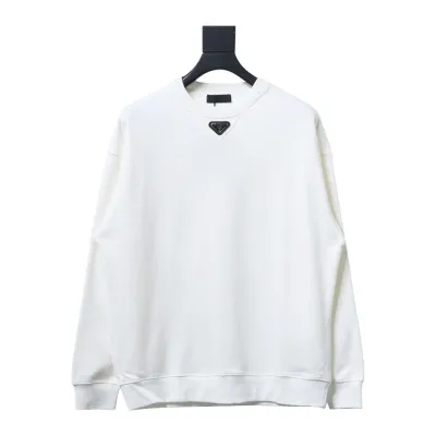 Prada 24ss round neck sweatshirt with triangle logo on the collar 1902 Hoodie 01