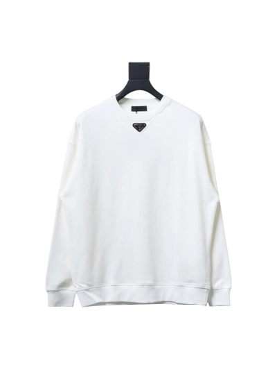 Prada 24ss round neck sweatshirt with triangle logo on the collar 1902 Hoodie 01