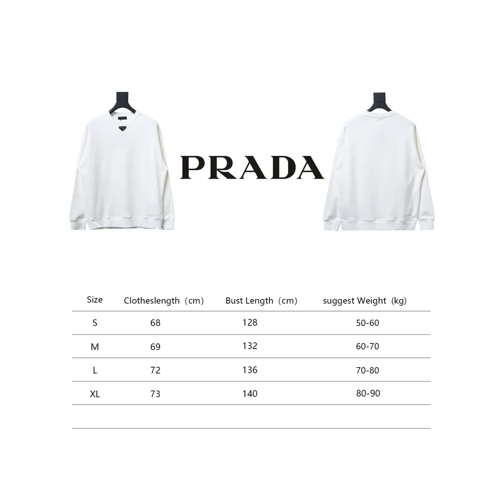 Prada 24ss round neck sweatshirt with triangle logo on the collar 1902 Hoodie