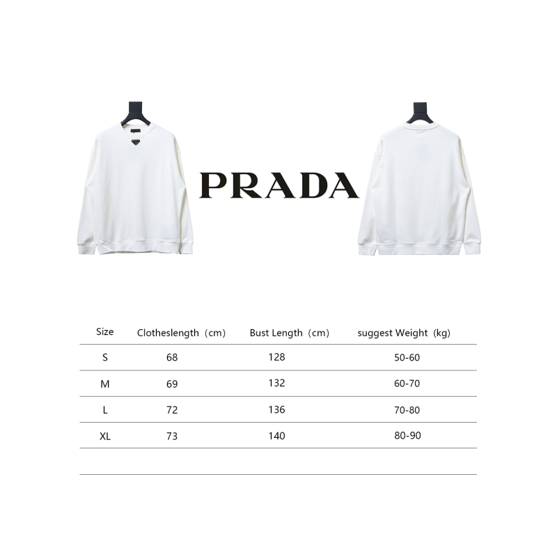  Prada 24ss round neck sweatshirt with triangle logo on the collar 1902 Hoodie