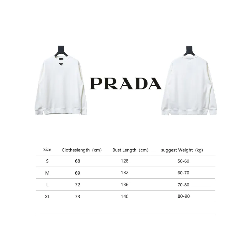 Prada 24ss round neck sweatshirt with triangle logo on the collar 1902 Hoodie