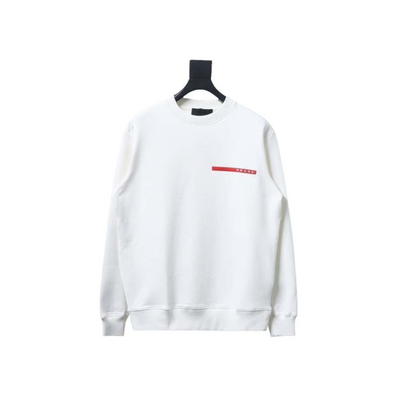  Prada classic red stripe round neck sweatshirt 1901 Hoodie