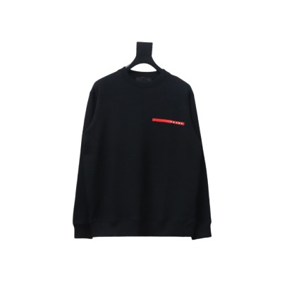  Prada classic red stripe round neck sweatshirt 1902 Hoodie 01