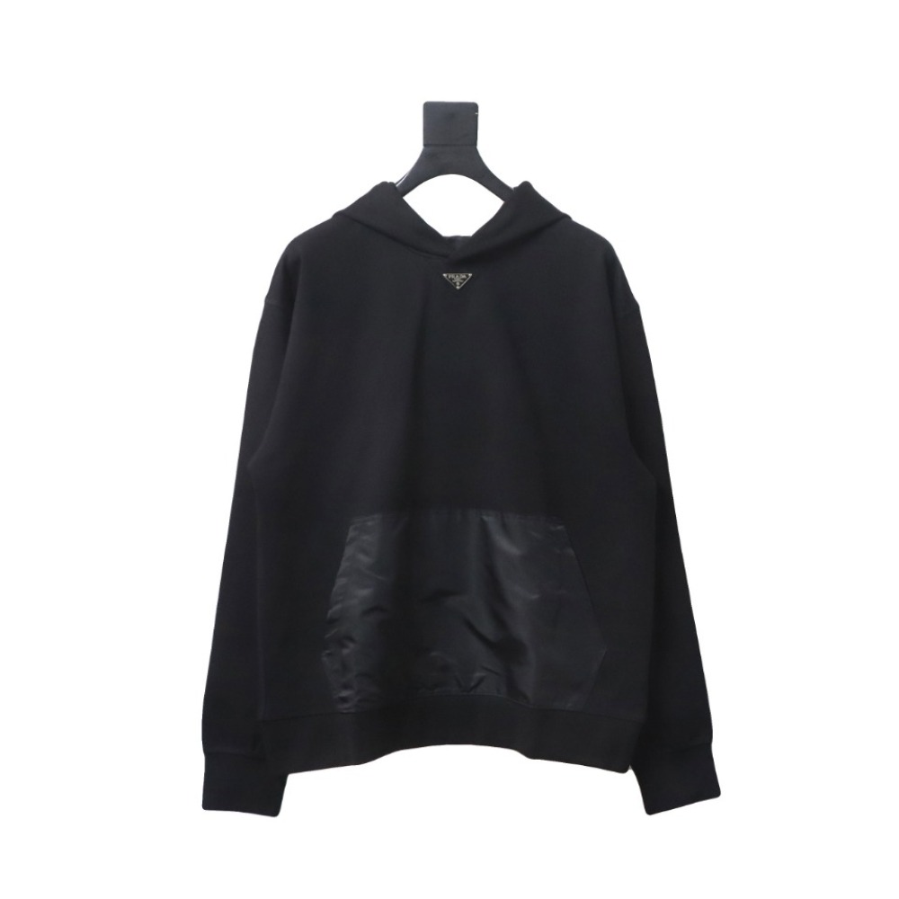  Prada collar triangle nylon pocket hooded sweatshirt Hoodie