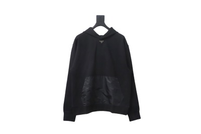 Prada collar triangle nylon pocket hooded sweatshirt Hoodie 01