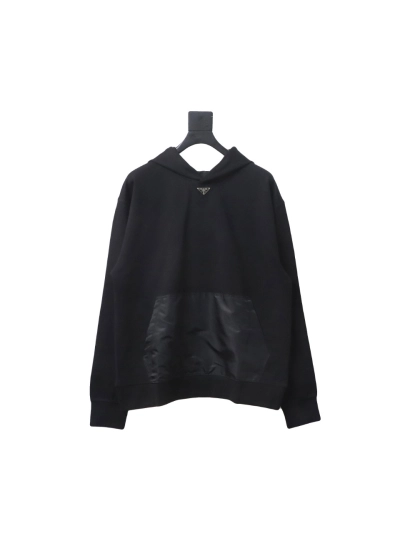 Prada collar triangle nylon pocket hooded sweatshirt Hoodie 01