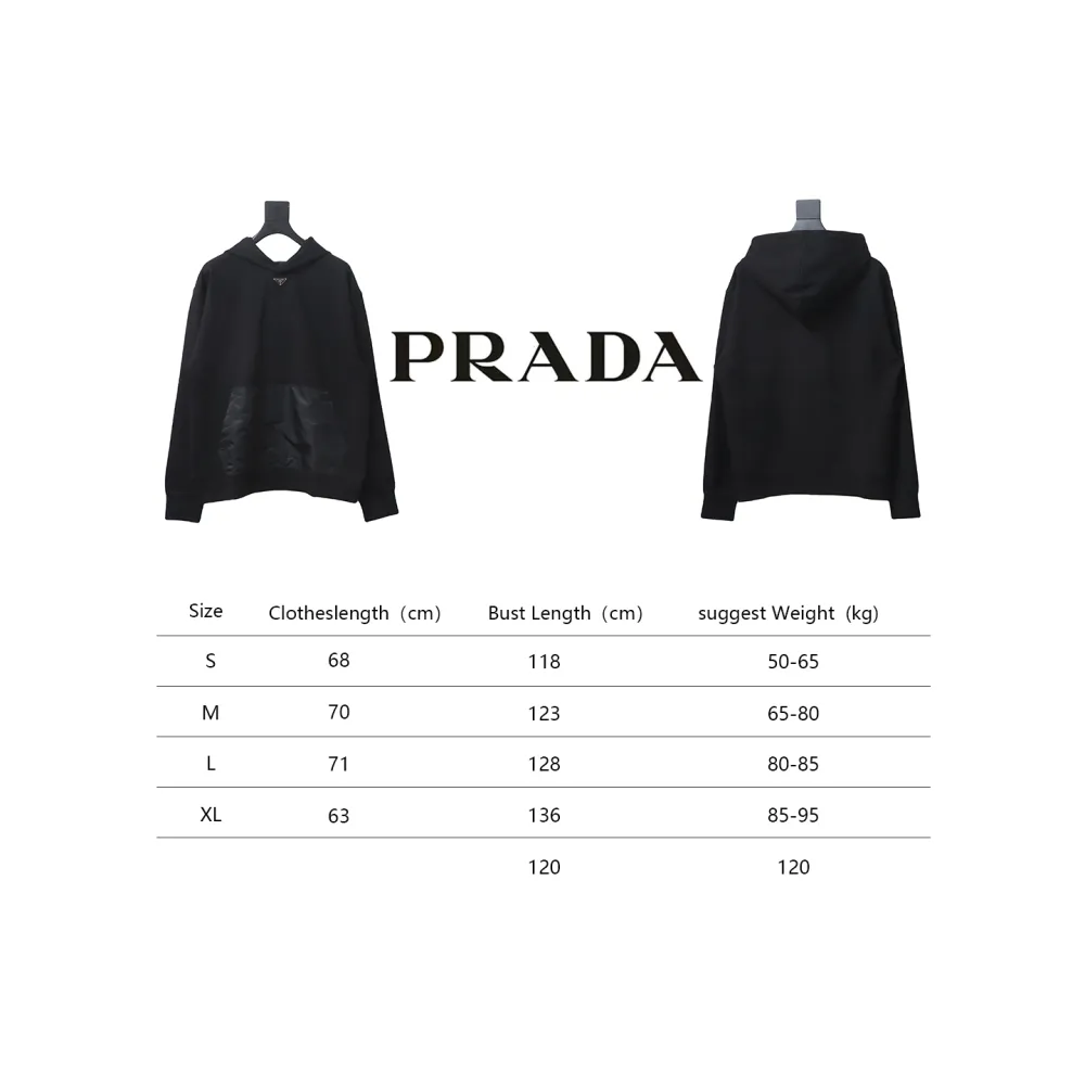 Prada collar triangle nylon pocket hooded sweatshirt Hoodie