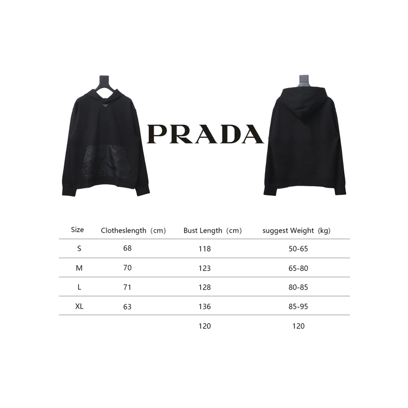  Prada collar triangle nylon pocket hooded sweatshirt Hoodie