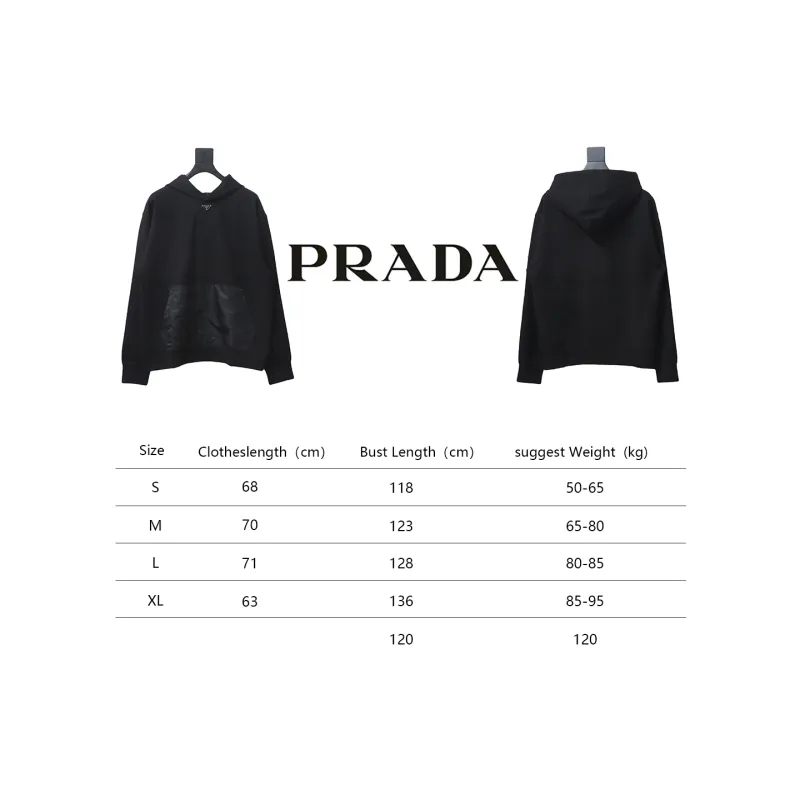 Prada collar triangle nylon pocket hooded sweatshirt Hoodie