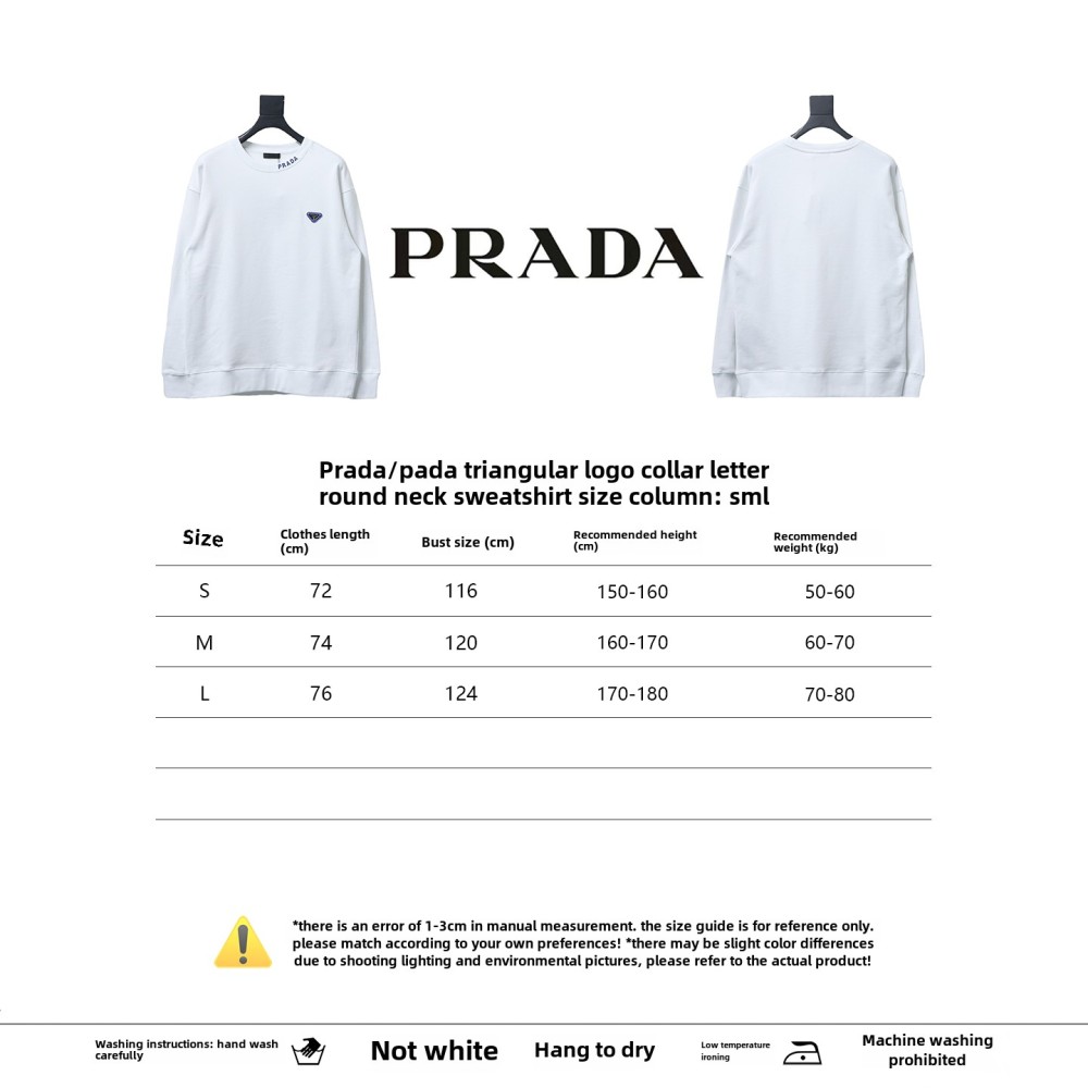  Prada round neck sweatshirt with triangle logo on the collar 1901 Hoodie