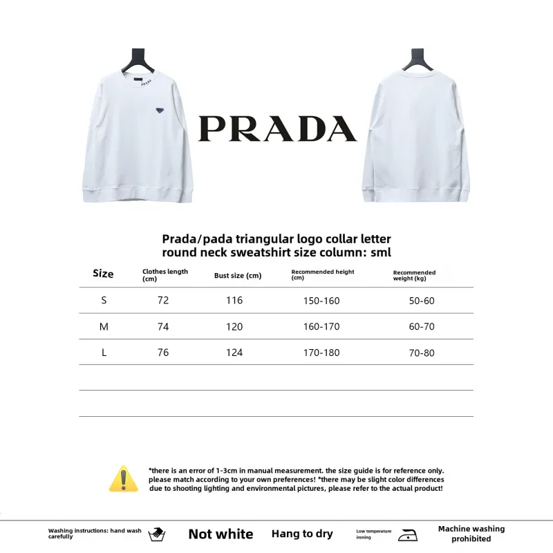 Prada round neck sweatshirt with triangle logo on the collar 1901 Hoodie