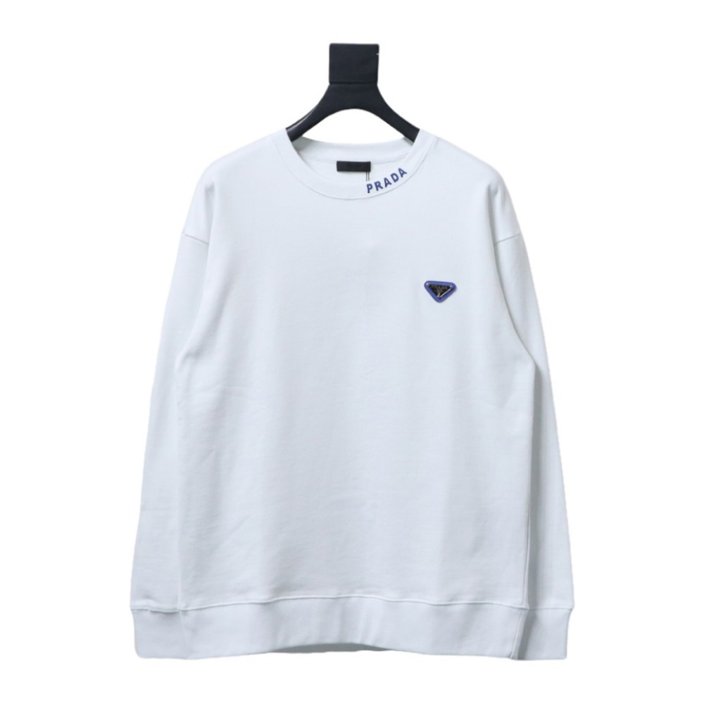  Prada round neck sweatshirt with triangle logo on the collar 1901 Hoodie