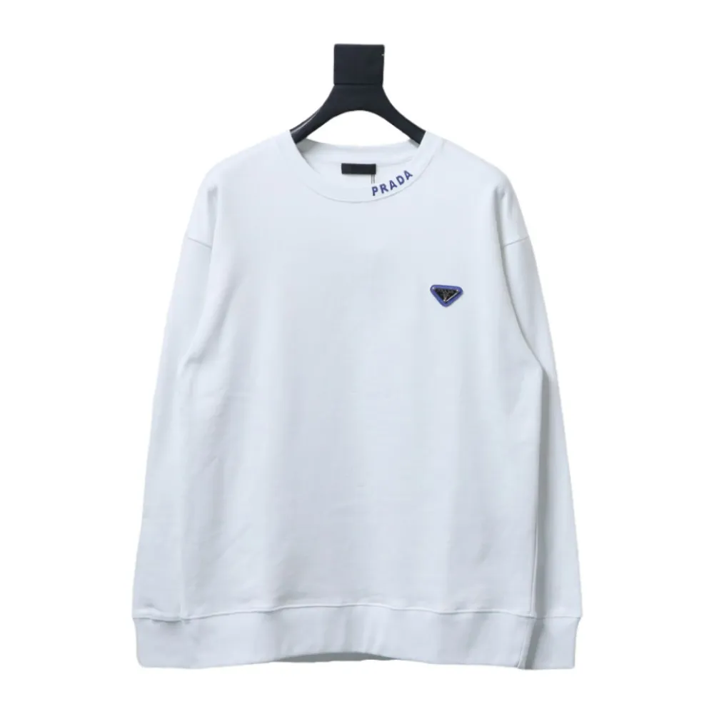 Prada round neck sweatshirt with triangle logo on the collar 1901 Hoodie