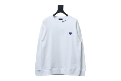 Prada round neck sweatshirt with triangle logo on the collar 1901 Hoodie 01