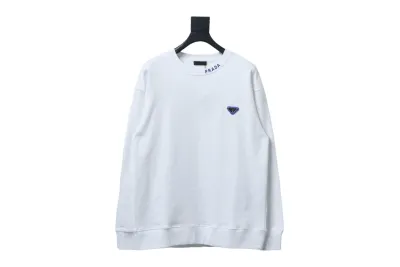 Prada round neck sweatshirt with triangle logo on the collar 1901 Hoodie 01