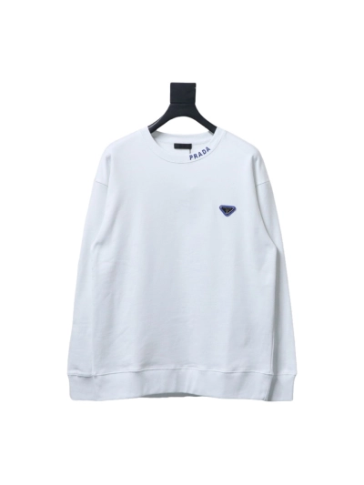 Prada round neck sweatshirt with triangle logo on the collar 1901 Hoodie 01