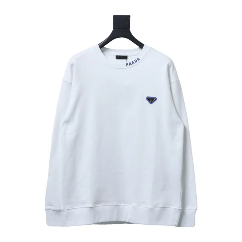 Prada round neck sweatshirt with triangle logo on the collar 1901 Hoodie