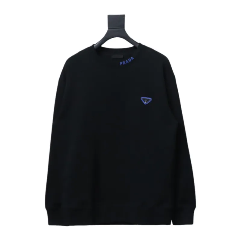 Prada round neck sweatshirt with triangle logo on the collar 1902 Hoodie