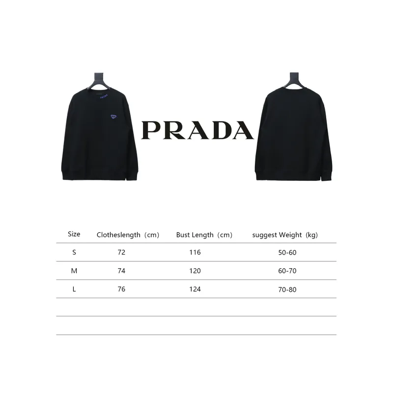 Prada round neck sweatshirt with triangle logo on the collar 1902 Hoodie