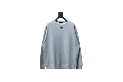 Prada round neck sweatshirt with triangle logo on the collar Hoodie 01