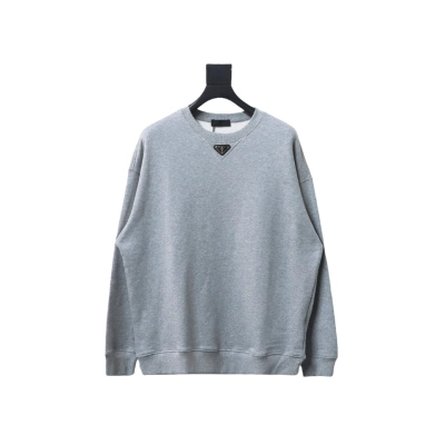 Prada round neck sweatshirt with triangle logo on the collar Hoodie 01