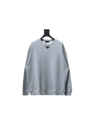 Prada round neck sweatshirt with triangle logo on the collar Hoodie 01
