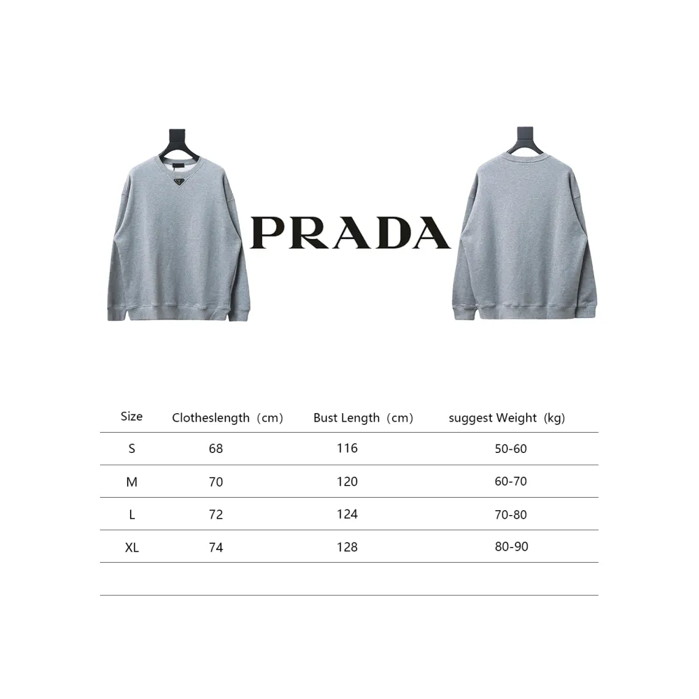 Prada round neck sweatshirt with triangle logo on the collar Hoodie