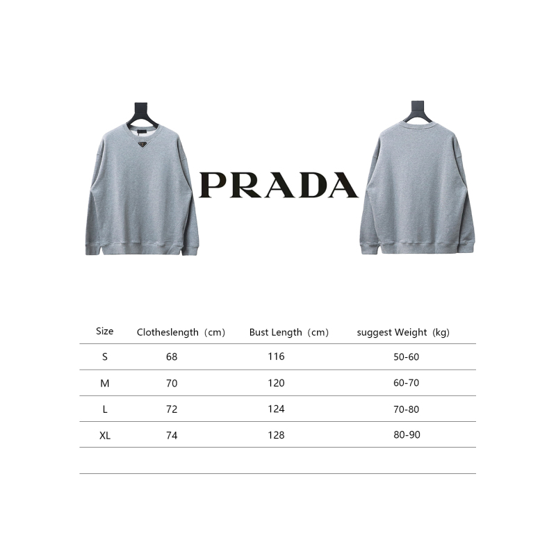  Prada round neck sweatshirt with triangle logo on the collar Hoodie