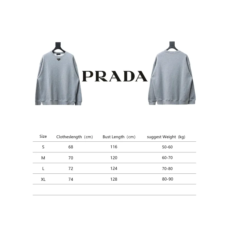 Prada round neck sweatshirt with triangle logo on the collar Hoodie