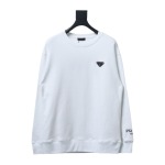  Prada round neck sweatshirt with triangle logo on the collar with large logo on the sleeve 1901 Hoodie