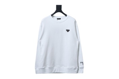 Prada round neck sweatshirt with triangle logo on the collar with large logo on the sleeve 1901 Hoodie 01