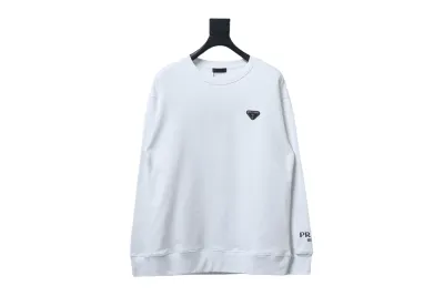 Prada round neck sweatshirt with triangle logo on the collar with large logo on the sleeve 1901 Hoodie 01