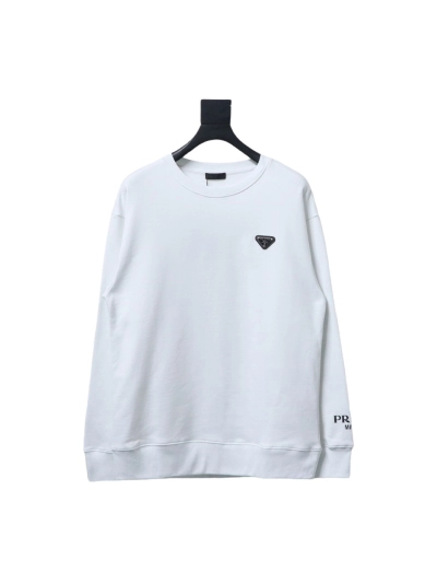 Prada round neck sweatshirt with triangle logo on the collar with large logo on the sleeve 1901 Hoodie 01