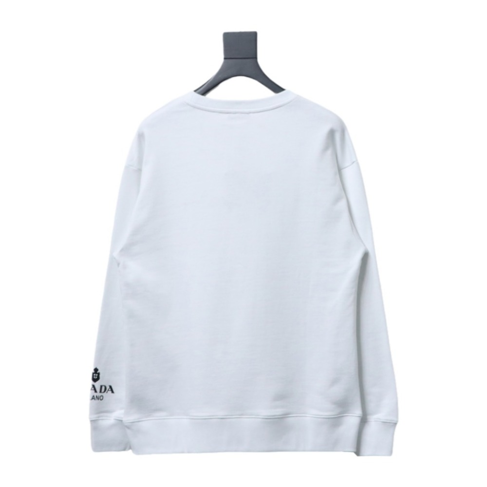  Prada round neck sweatshirt with triangle logo on the collar with large logo on the sleeve 1901 Hoodie