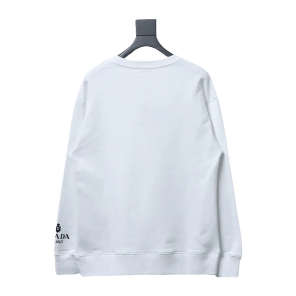 Prada round neck sweatshirt with triangle logo on the collar with large logo on the sleeve 1901 Hoodie
