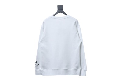Prada round neck sweatshirt with triangle logo on the collar with large logo on the sleeve 1901 Hoodie 02