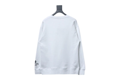 Prada round neck sweatshirt with triangle logo on the collar with large logo on the sleeve 1901 Hoodie 02