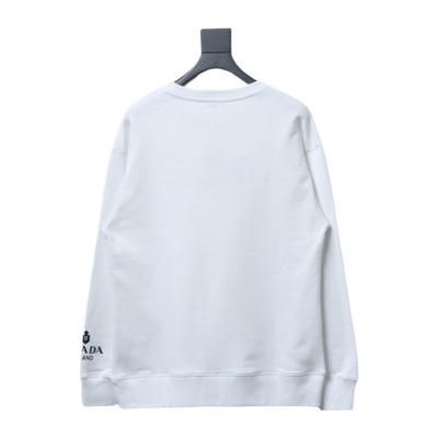 Prada round neck sweatshirt with triangle logo on the collar with large logo on the sleeve 1901 Hoodie 02