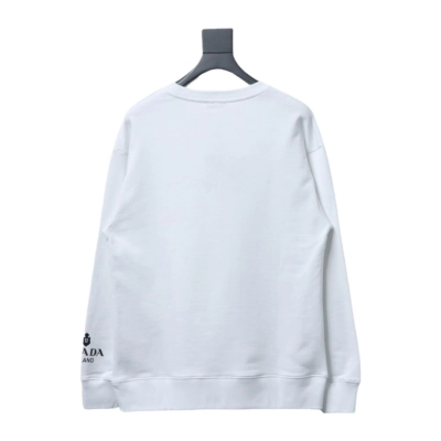 Prada round neck sweatshirt with triangle logo on the collar with large logo on the sleeve 1901 Hoodie 02